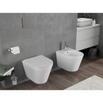 MEXEN/S - Rico Závesná WC misa Rimless Tornado vrátane sedátka s slow slim, duroplast, biela lesk 30720400T