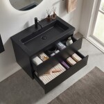 CERANO - Kúpeľňová skrinka Carole - čierna matná + umývadlo z lit. mramoru Ovo - čierna matná - 80,5x53x46,5 CER-979926
