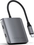Satechi 4 Port USB-C Hub PD - aluminiowy hub USB-C (4x USB-C 10Gbps, w tym 1x 100W PD) (Čierno-sivá)