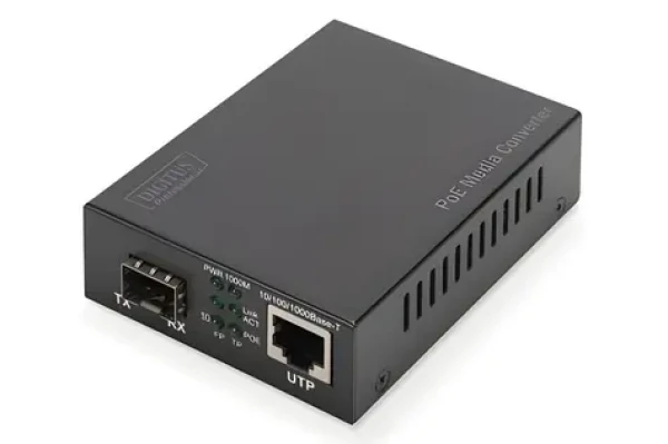 Digitus DN-82140 čierny / Mediálny konvertor / Gigabit PoE / RJ-45 - SFP (DN-82140)