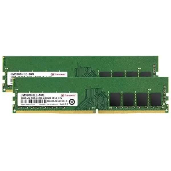 Transcend JetRam 32GB Kit (2x16GB) 3200 MHz / Operačná pamäť / DIMM / DDR4 / CL22 / 1.2V (JM3200HLE-32GK)