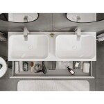 MEXEN/S - Rivel kúpeľňová skrinka pod umývadlo 140 cm s doskou, 1 šuplík, reliéf, biela mat 91A20-14023-1-BFC01