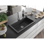 MEXEN MEXEN - Elix granitový drez 1-miska 800 x 500 mm, čierna kropenatá, sifón chróm 6527801005-76