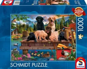 Schmidt Puzzle Psia rodinka pri jazere