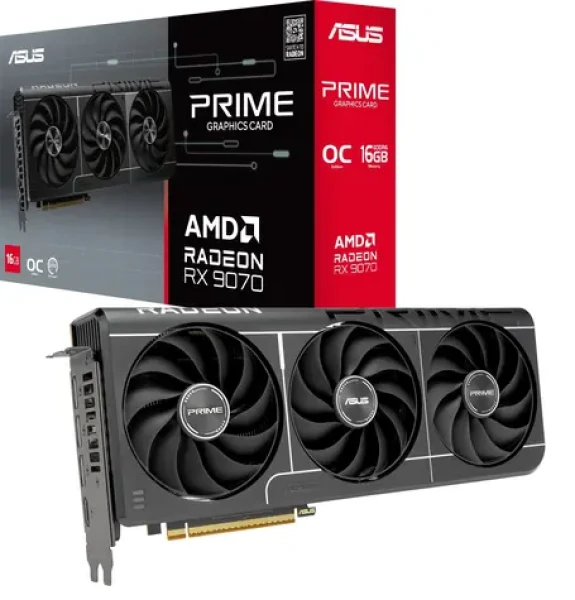 Asus Prime Radeon RX 9070 OC EVO 16GB / Grafická karta / 2590 MHz / 16GB GDDR6 / 256-bit / 1x HDMI + 3x DP / 650W (8+8) (90YV0MQ0-M0NA00)