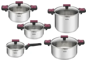 TEFAL Cook Clip G723SA74 / Sada riadu / 10 dielov / nerez / PowerGlide nepriľnavý povrch / indukcia (G723SA74)