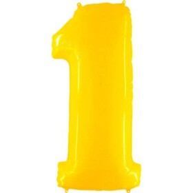 Nafukovací balónik číslo 1 žltý 102 cm extra veľký - Grabo