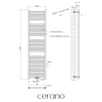 CERANO - Koupelnový radiátor Benito - středové připojení 50mm/boční - 703 W - bílá lesklá - 1700x450 mm CER-808046