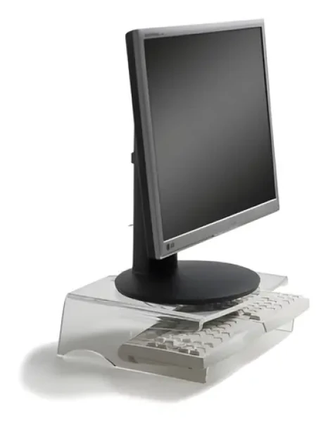 BakkerElkhuizen Q-Riser 100 transparentný / Podstavec pod monitor / výška 105 mm / nosnosť 10 kg / 10-30" (BNEQR100)