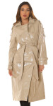 Sexy Musthave leather look coat / Trenchcoat BEIGE S