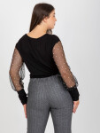 Dámská černá halenka plus size s ozdobnými rukávy 2XL