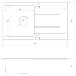 SAMONA SAMONA - Granitový zabudovateľný drez s odkvapom, 77x44cm, čierna 30874504