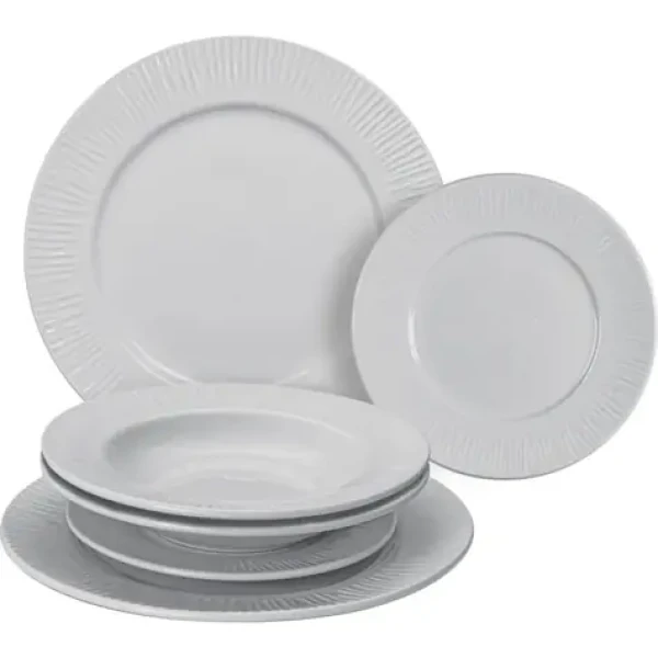Lamart Fancy Sada jedálenských okrúhlych tanierov 6ks biela / porcelán (8590669327409)