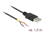 DeLock USB 2.0 Typ-A 2x otvorený koniec čierny / Kábel / 1,5 m / USB 2.0 (85664)