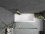 MEXEN/S - Cubik obdĺžniková vaňa 150 x 70 cm s panelom + vaňová zástena 120, transparent, zlatá 550315070X9412115000
