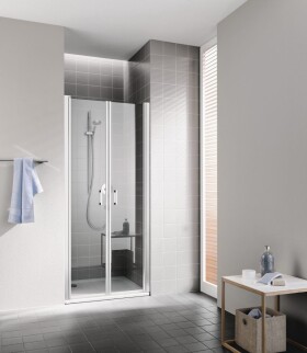 KERMI - Cada XS strieborná lesk Dvojkrídlové kývne dvere 850/2000 číre sklo s CadaClean CKPTD08520VPK CKPTD08520VPK