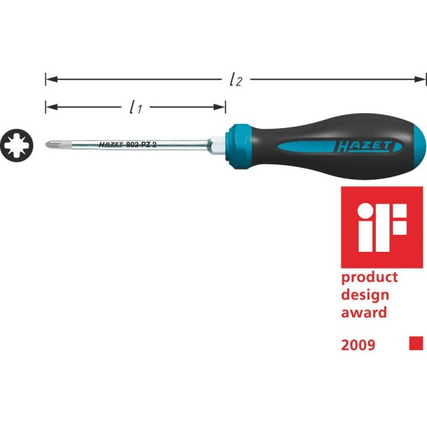 Hazet HAZET 802-PZ1 dielňa krížový skrutkovač PZ 1 Dĺžka drieku: 80 mm DIN ISO 8764-1, DIN ISO 8764-2; 802-PZ1