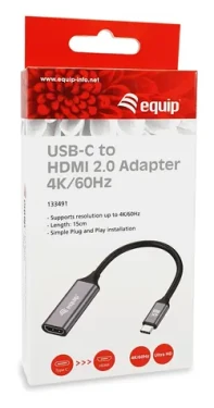 Equip USB-C to HDMI Adapter / Redukcia / USB-C / HDMI / 0,15 m / 4K 60Hz (133491)