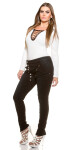 Curvy Girls Size! Skinnies with buttons and zip black