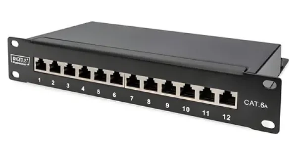 Digitus DN-91612S- EA / Patch panel / 10 "/ 12x RJ-45 / Cat.6a tienený / 1U / čierna (DN-91612S-EA)