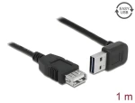 DeLock Easy USB 2.0 A (M) - A (F) kábel čierna / Predlžovací kábel / pravouhlý 90 ° / obojstranný konektor / 1m (83547)