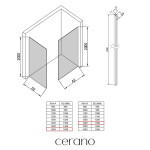 CERANO - Sprchová zástena Walk-in Crystal TL/P - 10 mm - bezvzperový systém - chróm, grafitové sklo - 160x140x200 CER-8050BD80395