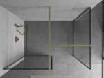 MEXEN/S - Kioto Sprchová zástena Walk-in 80 x 80, čierny vzor, zlatá 800-080-202-50-70-080