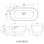 CERANO - Vaňa akrylátová Menora - voľne stojaca - biela lesklá - 172x79x58 CER-413630