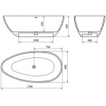 MEXEN - Imola voľne stojaca vaňa liaty mramor 170 x 88, betón mat 57281708561