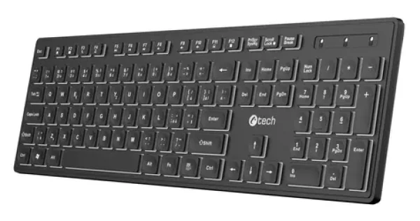 C-tech KB-201-BL / Klávesnica / USB / Nízkoprofilová / Podsvietená / 105 kláves (KB-201-BL)