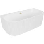 MEXEN/S - Sella voľne stojaca vaňa nástenná reliéf 150 x 75, biela mat, sifón a prepad zlatá kartáčovaná 52711507501-55