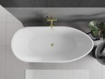 MEXEN/S - Eos voľne stojaca vaňa 150 x 75, biela, sifón a prepad zlatá kartáčovaná 52471507500-55