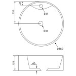 SAPHO - YAKARTA keramické umývadlo na dosku, priemer 46cm, biela BH7021