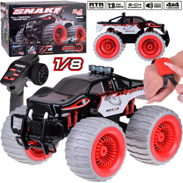 Mamido Autíčko Monster Snake 4x4 na diaľkové ovládanie RC s efektmi RC0633 červené