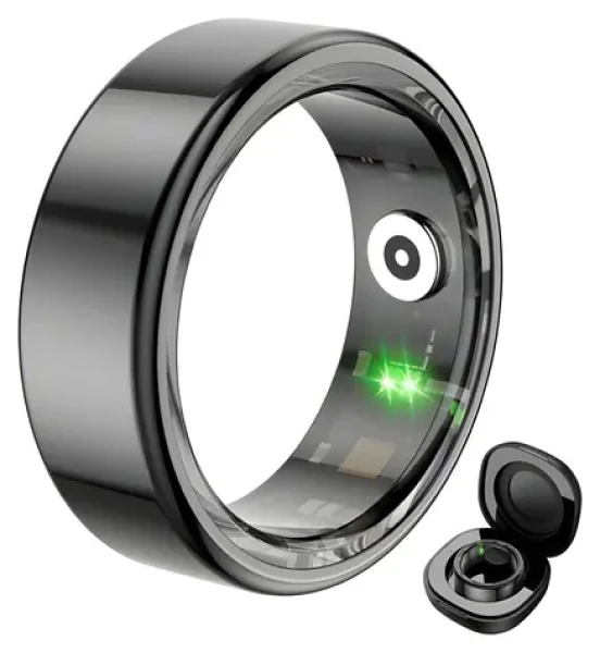 COLMI R02 veľkosť 11 (20,3 mm) čierna / Chytrý prsteň / Bluetooth 5.0 / IP68 / nabíjacie puzdro (R02 Black 11 (case))