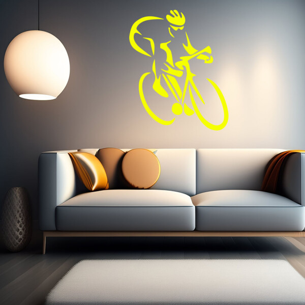 Veselá Stena Samolepka Cyklista Farba: žlutá, Veľkosť: 80 x 97 cm