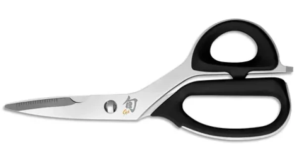 KAI Kuchynské nožnice Shun univerzálne čierne / Rozoberateľné / S otváračom fliaš / Nerezová oceľ 420J2 / 23 cm (DM-7240)
