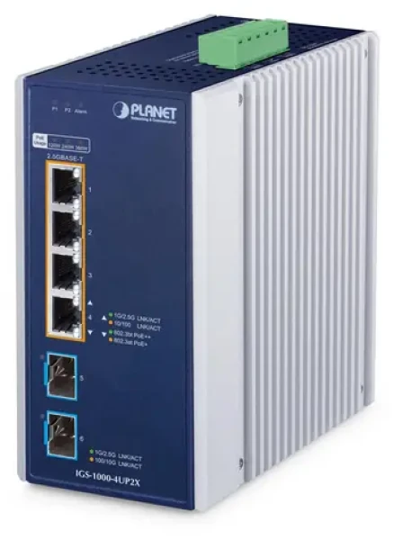 Planet IGS-1000-4UP2X / Switch priemyselný / Unmanaged / 4X 2,5 G PoE++ RJ-45 / 2x SFP / IP30 (IGS-1000-4UP2X)