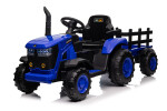 Mamido Mamido Detský elektrický traktor s vlečkou 12V 7Ah EVA kolesá ECO koža modrý