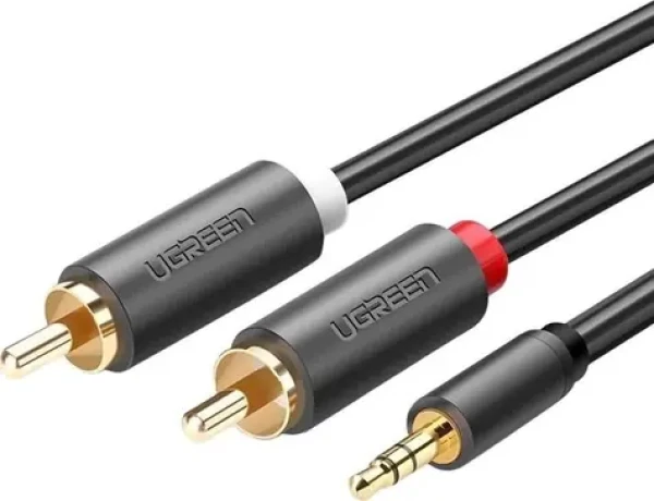 Ugreen Kábel Jack 3,5 mm - 2x RCA (Cinch) čierna / Audio kábel / Jack 3,5 mm - 2x RCA / 1 m (UGR650BLK)