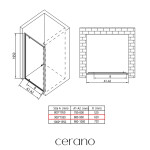CERANO - Sprchové pivotové dvere Ferri L/P - 6 mm - čierna matná, transparentné sklo - 90x195 CER-425635