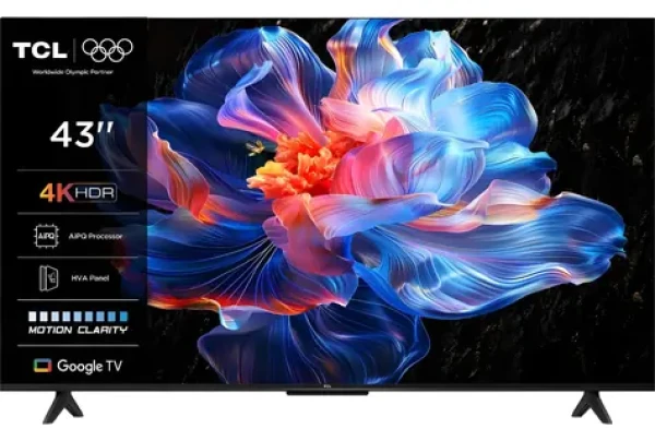 43" TCL 43P6K titánová / Televízia / 4K UHD / Google TV / Wi-Fi / BT / HDMI / 20W repro
