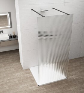 POLYSAN - ESCA BLACK MATT jednodielna sprchová zástena do priestoru, sklo Flute , 1100 ES1311-06