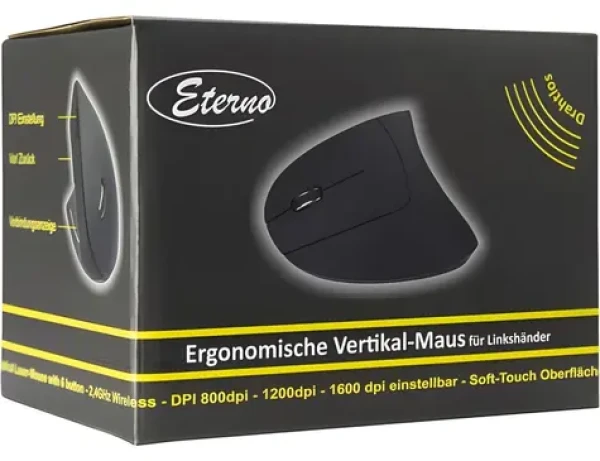 Inter-tech Eterno KM-206L / Vertikálna myš / Pre ľavákov / Bezdrôtová / 1600 DPI (88884102)