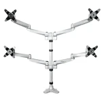 StarTech Quad Monitor Mount Premium strieborná / Držiak pre 4 monitory / 13-27" / nosnosť 45 kg / rotácia 360° (ARMQUADPS)