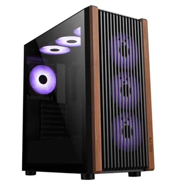 1stCool G6 Noble Wood Decor TS ARGB / PC skriňa / ATX / 4X ARGB ventilátor 120mm / 1x USB 3.0 + 1x USB-C / tvrdené sklo (ML-G6-NOBLE-USBC-ARGB)
