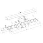 POLYSAN - FLISE podlahový žľab s roštom z nerezové oceli na dlaždice, L-710, DN50 73671