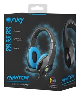 Fury Phantom čierno-modrá / Herné slúchadlá s mikrofónom / RGB podsvietenie / kábel 2 m (NFU-1679)