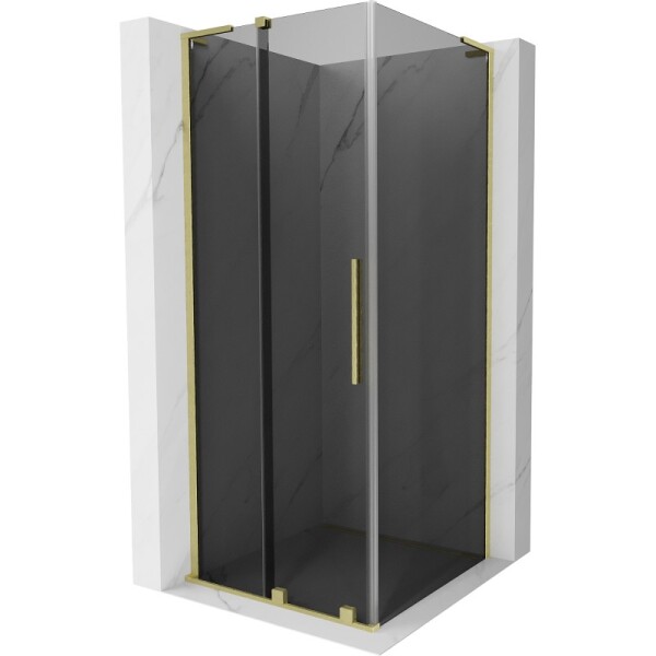 MEXEN/S - Velar L sprchovací kút, posuvné dvere 110 x 110, grafit, zlato kartáčovaná 871-110-110-43-55