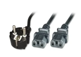 MicroConnect Sieťový napájací kábel Schuko 90° uhol - 2x C13 3M čierna (PE011330)